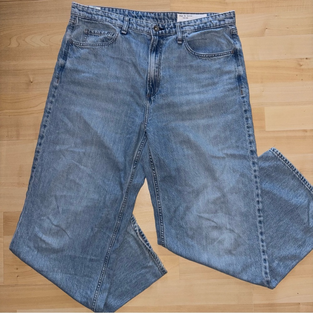 Rag & Bone Lori Mid Rise Wide Leg Jeans Sz 31 Light Acid Wash - Picture 2 of 12